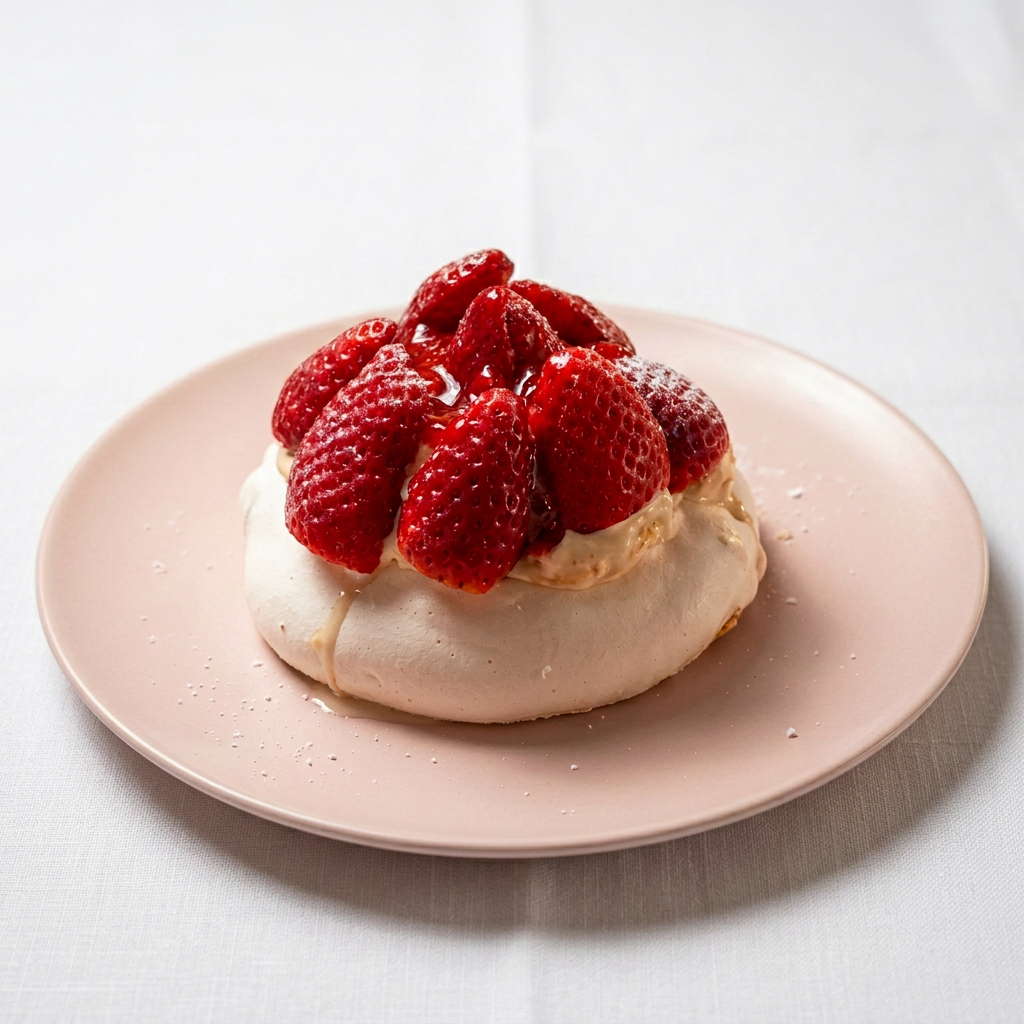 Pavlova con fresas y chantilly